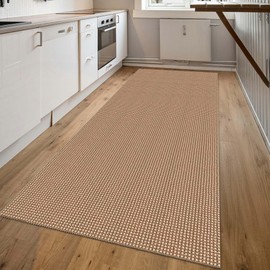 Naturei Woven Runner Rugs for Hallways, 3x5 ft Washable Carpet Runner Non Slip Rubber Backing Area Rugs for Entryway, Kitchen, Bedroom, Laundry Room, Orange/Tan/Brown