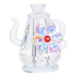 STOBAZA Decorative Crystal Flower Teapot Figurine Miniature Art Craft Tabletop Ornament for Home Office Unique for Friends with Intricate Floral Design