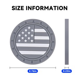 Couslcd 4PCS Car Cup Holder Coasters, 2.75 Inch American Flag Insert Car Cup Coaster, Anti Slip Shockproof Embedded Drink Mat, Car Coasters for Cup Holders, Universal Car Interior Accessories (Gray)
