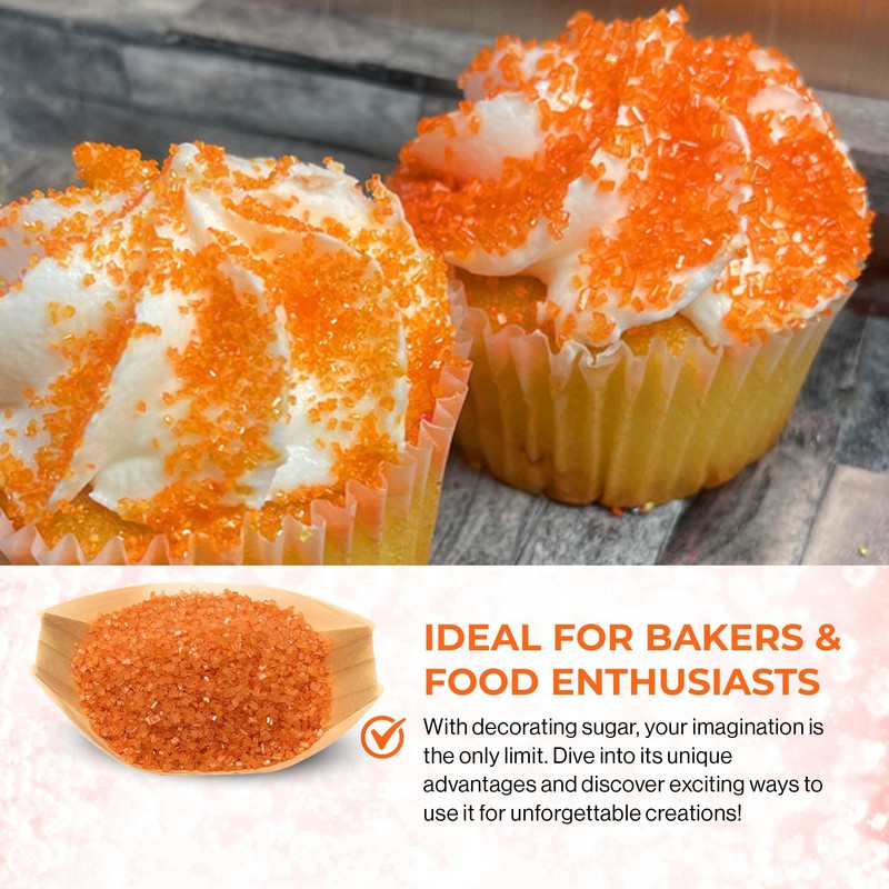 Ultimate Baker Orange Decorating Sugar - Naturally Colored Large Crystal