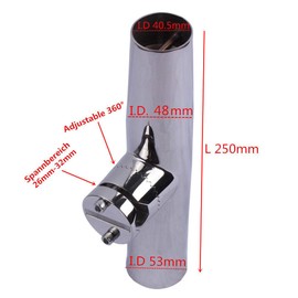 Tournament Style Stainless Steel Fishing Rod Holder Clamp on for Rails to 1"-1/4", Rail Mount Rod Holder.