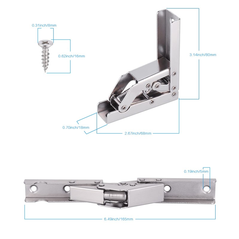 Zocipro Pack of 4 Hinge Folding Fittings, 90/170 Degree Folding