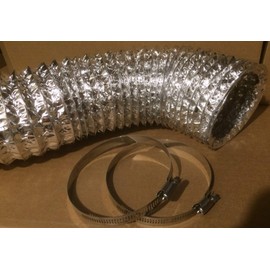 VABINK 6" x 8' Flexible Aluminum Ducting Hose for HVAC, Dryer Vent, Grow Room, Greenhouses, Ventilation Intake and Exhaust Pipe. Two Stainless Steel Clamps Included