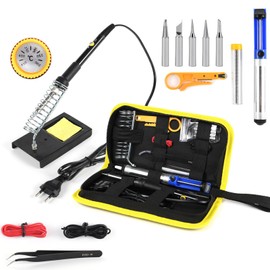 SANON Soldering Iron Set Electronics, Soldering Iron 60 W with 5 Soldering Tips, 240-450°C Adjustable Temperature, Wire Desoldering Pump Stand, Soldering Iron Pen, Soldering Tips for Electrical Work