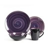 HomeVss Sonoma 16 Piece Stoneware Dinner Set, Samoa, Outside Black