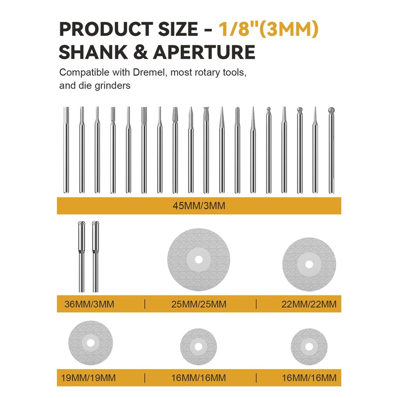 25Pcs Diamond Grinder Bit and Cutting Wheel Set for Dremel,