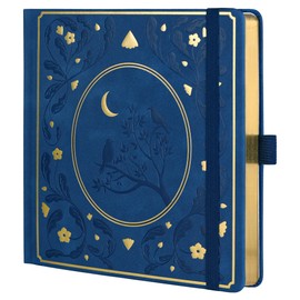 TIEFOSSI Bullet Dotted Journal Notebook, Dot Grid Notebook for Women Men, Hardcover PU Leather Journal, 160 GSM Thick Paper, 160 Numbered Pages with Gold Edge, 8 x 8 Inch