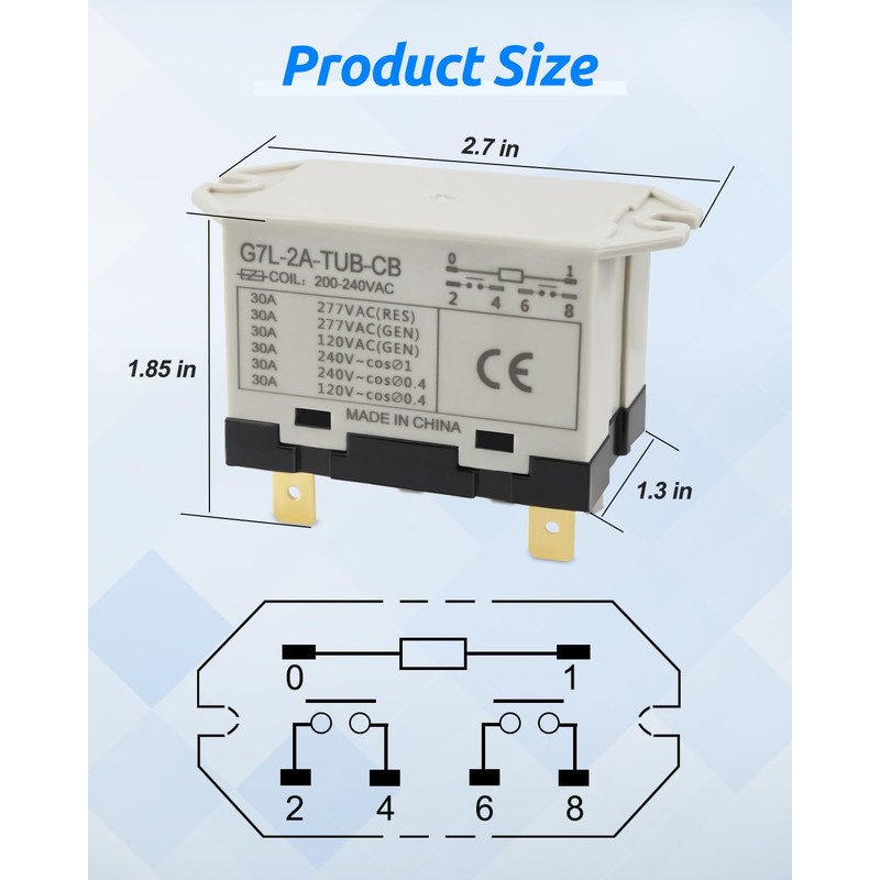 G7L-2A-TUB-CB Power Relay 6 Pins 30A DPST Normally Open Contacts
