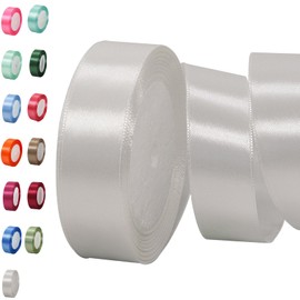 Original White Satin Ribbon for Gift Wrapping 1 inch,25 Yards Continuous Ribbons Roll,Christmas Gift Ribbon Thick Solid Color Fabric Ribbon for Crafts,Wedding Car,Hair Bow Making,Wreath,Bouquet
