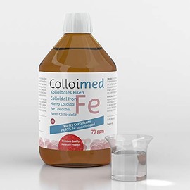 Colloimed Colloimed Kolloidales Eisen 70ppm hoch konzentriert Reinheitsstufe 99,95% in brauner Apotheker-Glasflasche 100ml (Eisen-70ppm, 100ml)