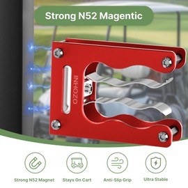 INHOZO Magnetic Cigar Holder for Golf Cart – Ultimate Golf Accessory for Cigar Lovers, Sturdy Aluminum Alloy and No Scratch Design,Secure Hold Without Falling,Cigar Accessories & Gift for Men – Red