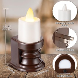 Meonum 4 Pcs Flameless Candle Night Light Plug into Wall, LED Motion Sensor Dusk to Dawn Nightlight Farmhouse Vintage Rustic Flicker Night Light for Adults Decorative Bedroom Bathroom Kitchen Hallway