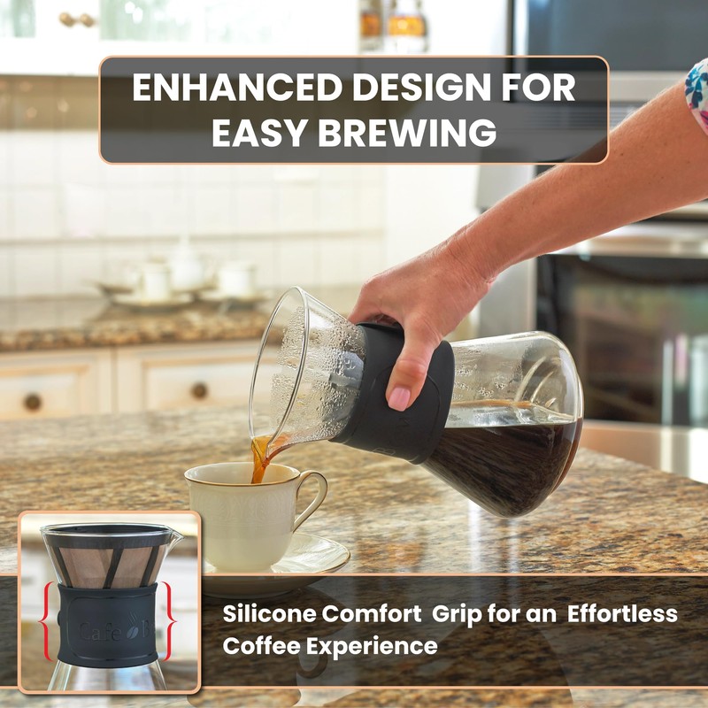 CAFE BREW COLLECTION Pour Over Coffee Maker with Permanent Filter,