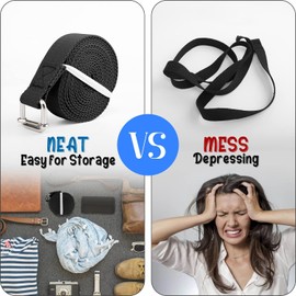 Yoga Strap de 2.5m,Correa de Yoga con Hebillas,Correa de algodón Resistente y Duradera con Hebilla Ajustable para un Soporte Seguro,Antideslizante para Estiramiento,Yoga,Pilates y Fitness General (Negro)