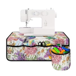 Eheartsgir Hummingbird Flowers Sewing Machine Protective Mat Universal Fits Most Standard Household Sewing Machines Pad with Extra Bag to Store Sewing Accessories Home Decor