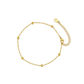 FaithHeart Anklet for Women, Summer Beach Anklet 22 cm Long, Silver Gold Black Ankle Chain with Ball, Unique Foot Jewellery with Gift Box for Mum Daughter Girlfriend, stainless steel