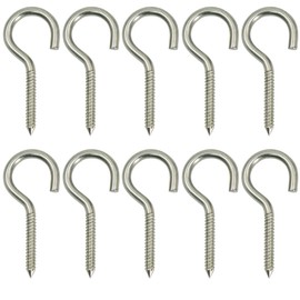 Drenky Pack of 10 Cup Screw Hooks Ceiling Hooks M6 x 90 Ceiling Hooks Heavy Duty Eye Bolt Hook Screw Hooks Stainless Steel with Wood Thread Made of Stainless Steel A2 (AISI 304) for DIY Project