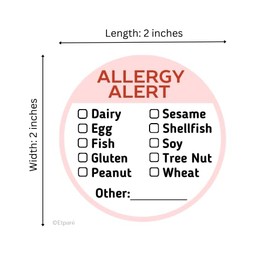 500 Pcs Allergy Stickers, Circular with Top 10 Common Allergen Checklist on Writable Surface, Yellow Adhesive Allergies Label for Kids Allergy Alert and Food Safety Labels (Pink)