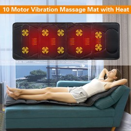 FIVE S FS8831 Massage Mat, Massager with Heat, 10 Massage Nodes for Shoulders, Back, Lumbar, Thighs/Legs (Black)