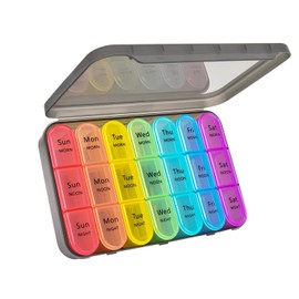 GREENCYCLE Weekly Pill Organizer 3 Times a Day, 7 Day Pill Box Moisture-Proof Case Medication, Portable Travel Week Pill Container for Vitamins Fish Oil Compartments Supplements