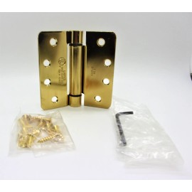 Lawrence Hardware Inc. Bright Brass 1/4" Radius Adjustable Self Closing Spring Hinge 125640306