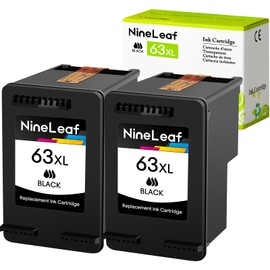 NineLeaf New Generation Remanufactured Ink Cartridges High Yield Compatible for HP 63XL 63 XL Envy 4512 4520 DeskJet 3632 2130 1110 1111 1112 2132 3630 3634 3637 OfficeJet 5255 5258 (Black,2 Pack)