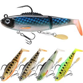 TRUSCEND Fishing Lures for Bass Trout Jig Head Paddle Tail Swimbaits Soft Fishing Lures Freshwater Saltwater Jigging Bass Fishing Tackle Gifts for Men