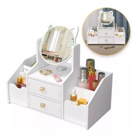 MARZSEFLO Multifuncional Organizador Cosmético Con Espejo Y Cajón
