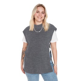 Trendyol Women Plus Size Relaxed Poncho High Neck Knitwear Plus Size Sweater