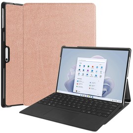 Kepuch Custer Case for Surface Pro 11/10/9, Smart PU Leather Protective Case Cover - Rose Gold