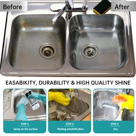 Zinshine Stainless Steel Cleaner Spray, Sink Cleaner, Kitchen Appliance Cleaner, Fingerprint and Residue Remover for Kitchen Appliance, Refrigerator, Sink and Microwave(Pack of 2)