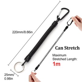 WOLMIK Elastic Fishing Lanyards Boating Ropes - Pack of 3 Bungee Key Chain, Spiral Key Holder with Carabiner Hook for Backpack, Keys, Phone, Purse, Fishing Tool