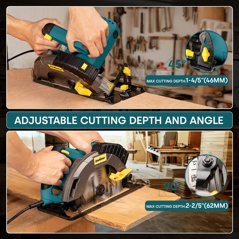 Enventor Circular Saw Corded, 14A Electric Circular Saws 7-1/4-Inch with