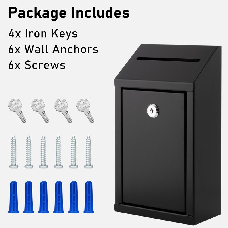 EIENHOSHI Metal Donation Box with Lock, Wall Mounted, Suggestion Box