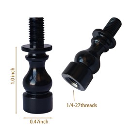 1 Inch Lamp Shade Risers Black 2-Pack, 1/4-27 Threaded Lamp Shade Extender for Washer Fitter Lamps, Metal Lamp Harp Finial Riser to Raise Lampshade Height, HeYuGo