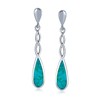 Linear Infinity Spiral Twist Teardrop Blue Turquoise Long Dangle Earrings