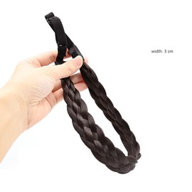 PARXITN Women's Hair Band, 5 Strands, Adjustable Braided Headband, Dark Brown Headbands for Women, Synthetic Hair, Braid Hairband, Braided Elastic Headband