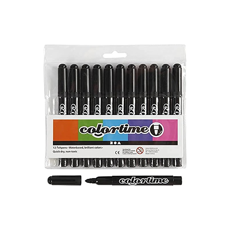 Colortime Marker, 5 mm line, black, 12pcs