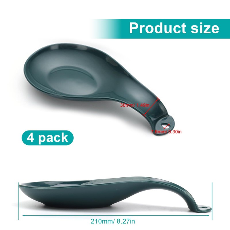 CHSEROK Spoon Rest, 4 Pieces with Hanging Holes Cooking Spoon