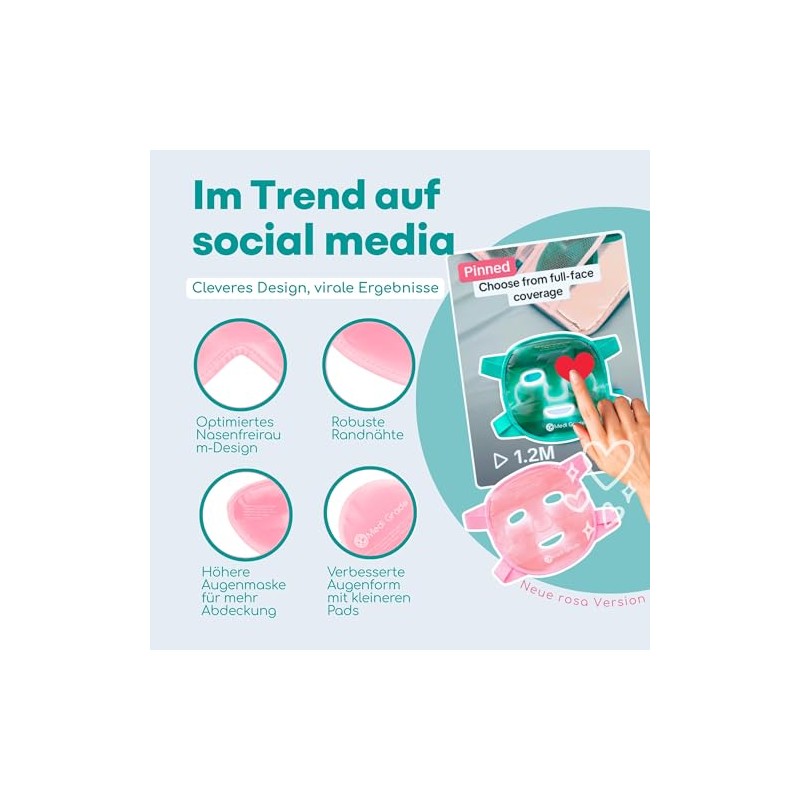 Medi Grade Cooling Mask Face and Cooling Eye Pads, Pink