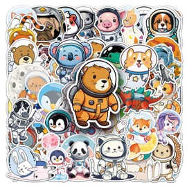 50 Packs Cute Space Stickers Water Bottles Laptop Phone Motorcycle Computer Guitar Skateboard Hydroflasks Astronaut Vinyl Sticker Waterproof Aesthetic Trendy Decals for Teens Girls Adults