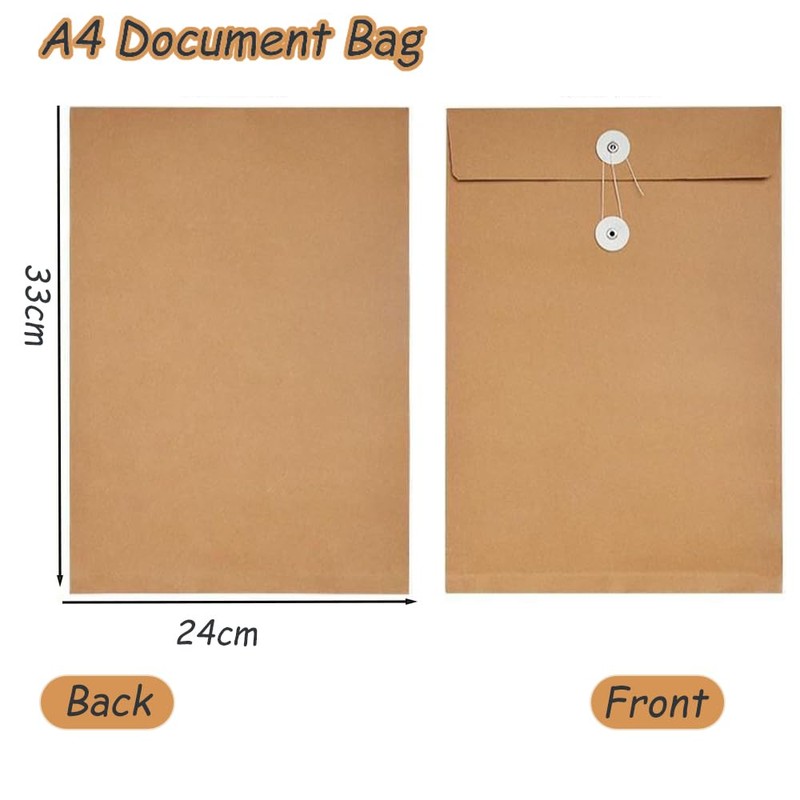 10Pcs A4 Kraft Paper File Folder Browm Filing Envelope Folder