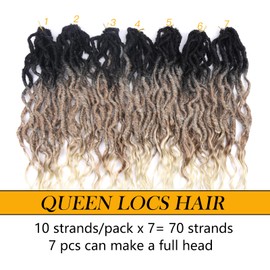 7Packs Faux Locs Crochet Hair 24Inch Goddess Locs Crochet Hair, Soft Locs Curly Ends Dreadlocks Crochet Locs Synthetic Crochet Braids (24Inch (pack of 7), 1B27/613)