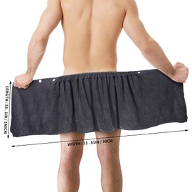 Hshenjhu Men's Sauna Kilt Adjustable Sauna Towel with Press Studs, Quick-Drying Sauna Kilt Men, Comfortable and Elastic, for Sauna, Bathroom, Gym, Beach, 35 x 140 cm, Grey