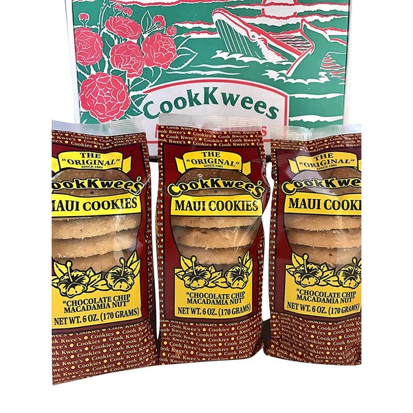 The Original Maui Hawaii CookKwees Cookies (Chocolate Chip Macadamia Nut 3pk.)