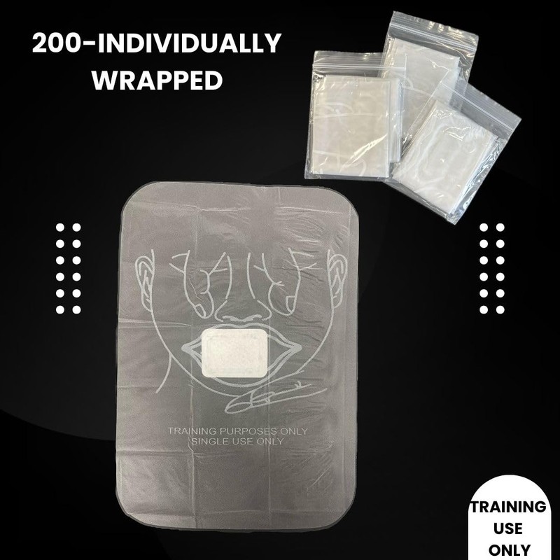 MCR Medical Pack of 200 CPR Training Shields, Individually Wrapped,
