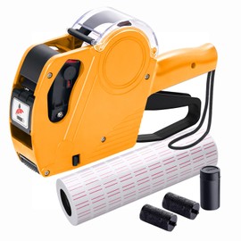 MX5500 Price Gun with 5150 White Label Gun Stickers and 3 Extra Rollerball Price Gun 8 Digit Food Labels Yellow