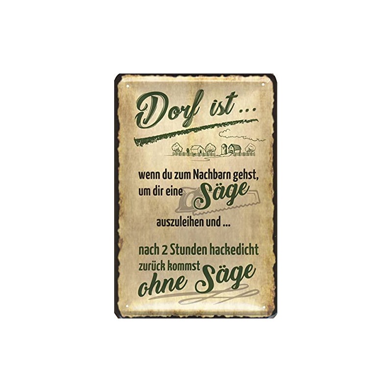 Geschenkeparadies 24 Decorative Tin Sign 20 x 30 cm Village
