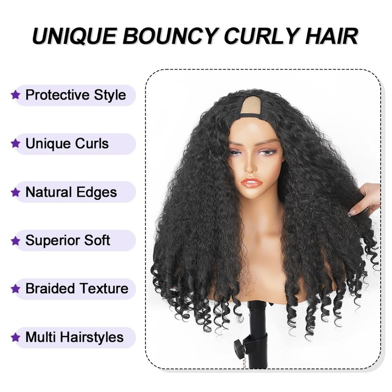 Ninroc Afro Curly V Part Wig & Curly Afro Half