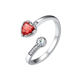 Silvora 925 Sterling Silver Heart Birthstone Rings Hypoallergenic Sparkle Rings July Birthstone Flexible and Trendy
